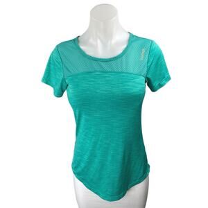 Reebok Women's Green Short Sleeve Cutout Activewear Fitness Tee T-Shirt Top XS